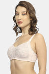 Soie Double Layered Non Wired Full Coverage Lace Bra - Peach Skin — thumbnail 2